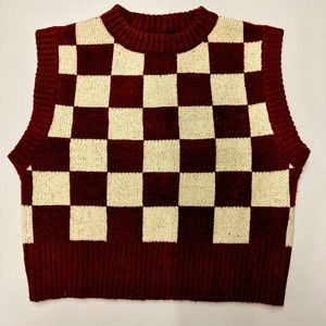 NWT Cropped Checkered Sweater Vest